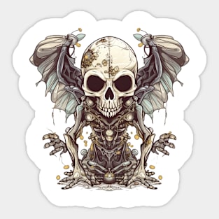 the skull with bat swings Sticker